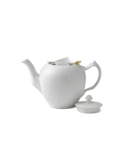 Royal Copenhagen Hvid Riflet, tekande med låg 100 cl