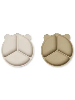 Stacy ruminddelt tallerken m. sugekop 2-pak, Sandy/Oat fra Liewood