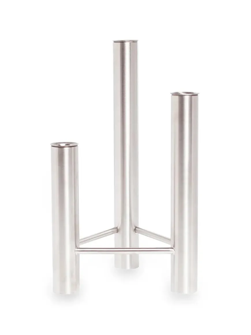 VISTA vase og lysestage, mat stål fra Kay Bojesen