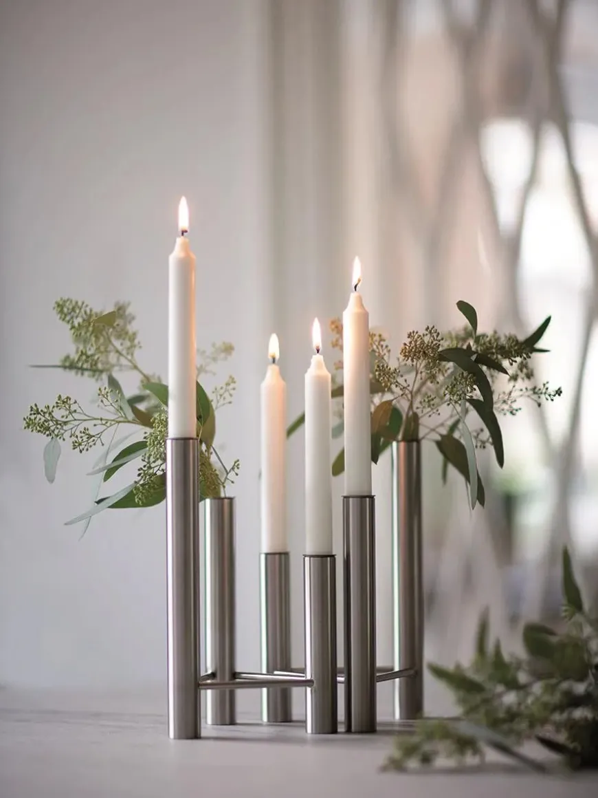 VISTA vase og lysestage, mat stål fra Kay Bojesen