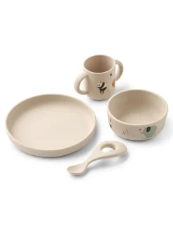 Vivi Printed Tableware Set, aviator/ecru fra Liewood