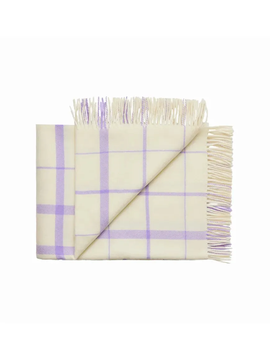 Warp & Weft Plaid, raw white/lilac fra Silkeborg Uldspinderi