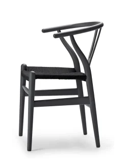 Y-stol CH24 Soft Slate med sort flet af Hans J. Wegner